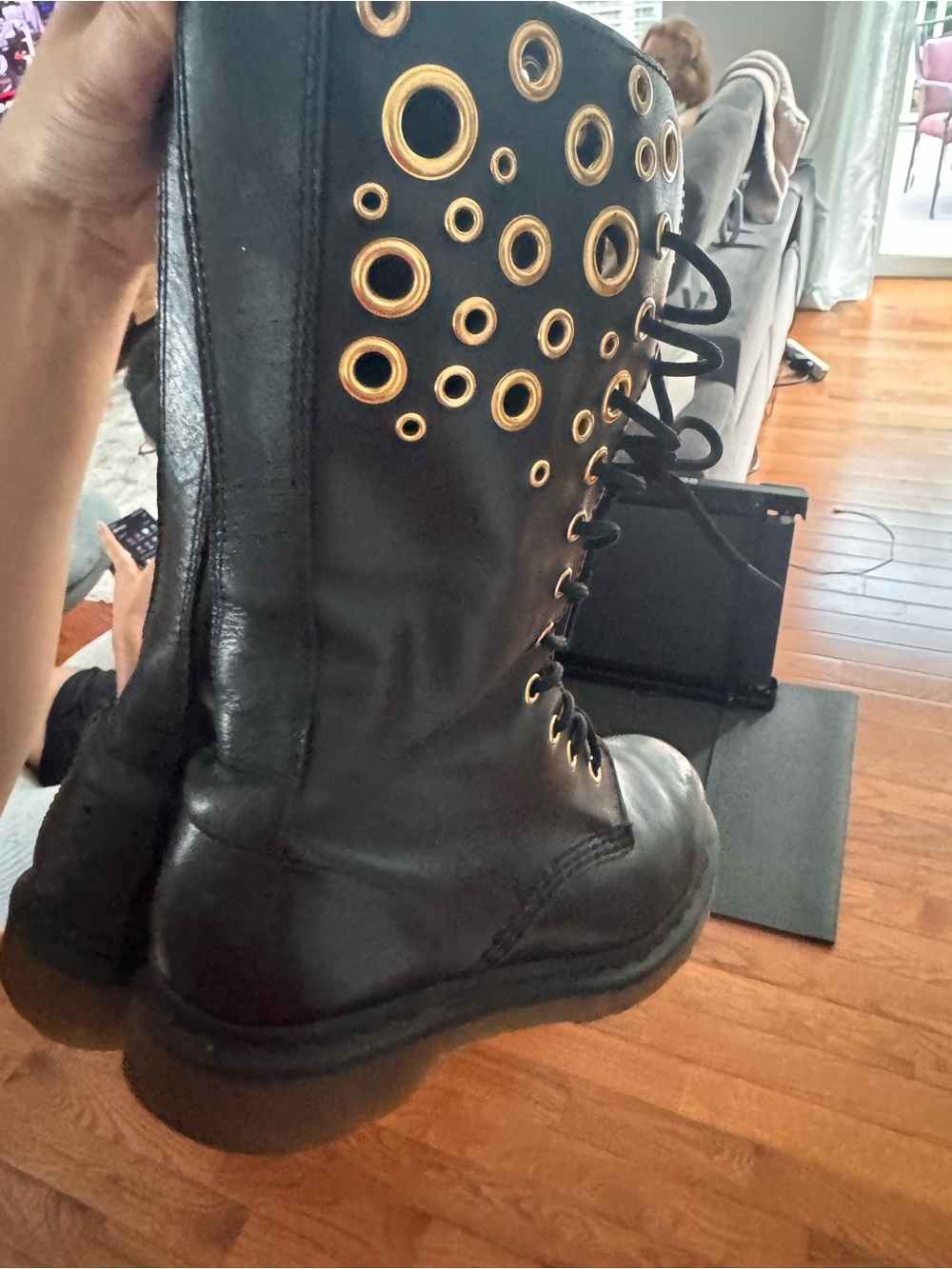 Dr. Martens Black Lace-Up Grommet Combat Boots - Picture 4 of 6